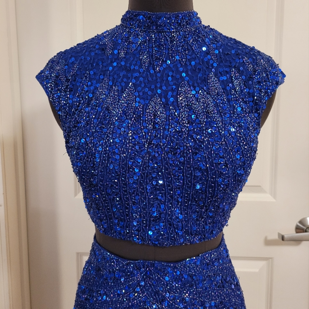 Mac Duggal Royal Blue 2 Piece Prom Dress